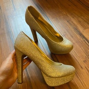 Shimmery Glittery Gold Silver Platform Heels